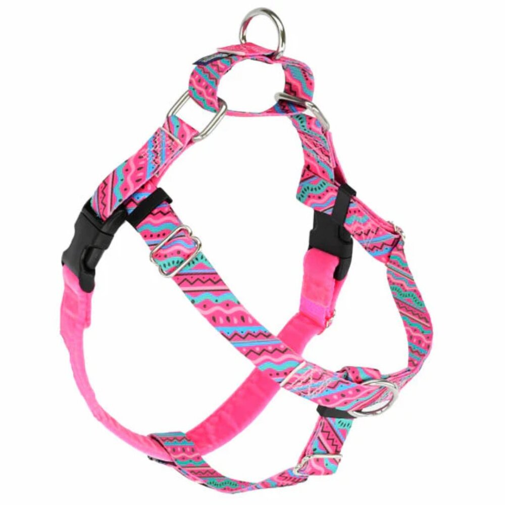 2Hounds Design 1980’s Freedom No-Pull Dog Harness Colorful Pink Style in Size XS